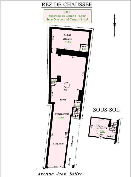 Vente Commerce 71.5&nbsp;m² Pantin