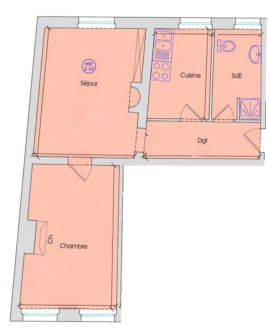Vente Appartement 2&nbsp;Pièces 43.4&nbsp;m² Paris 18